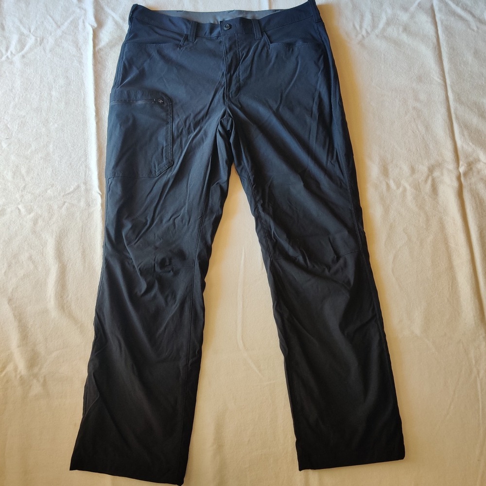 Eddie Bauer Fleece Lined Pants Men's TAG 36x32 Navy Blue Zip Pocket Winter Warm